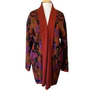 American Vintage Women L Open Long Cardigan Sweater Metallic